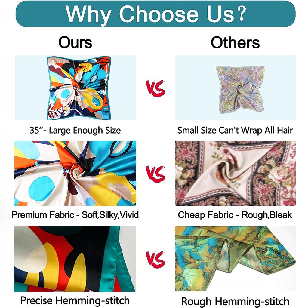 PALAY Satin Scarf for Women Stylish Silk Like Polyester Head Scarf 35 PALAY Satin Scarf for Women Stylish Silk Like Polyester Head Scarf 35